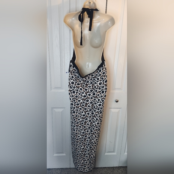NWOT XXL Diane von Furstenberg Black and White Animal Print Maxi Halter Dress - Picture 7 of 8